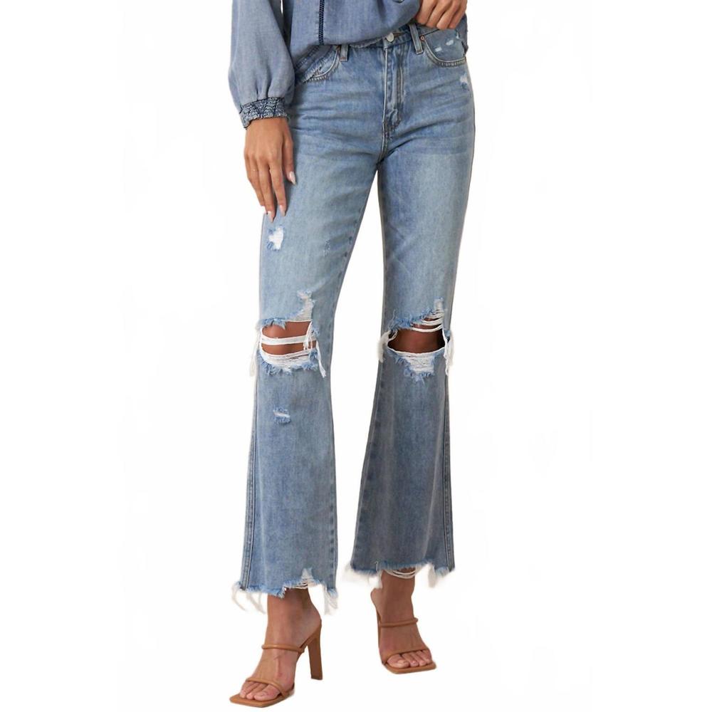 NEW INSANE GENE mid rise crop flare denim jeans in light